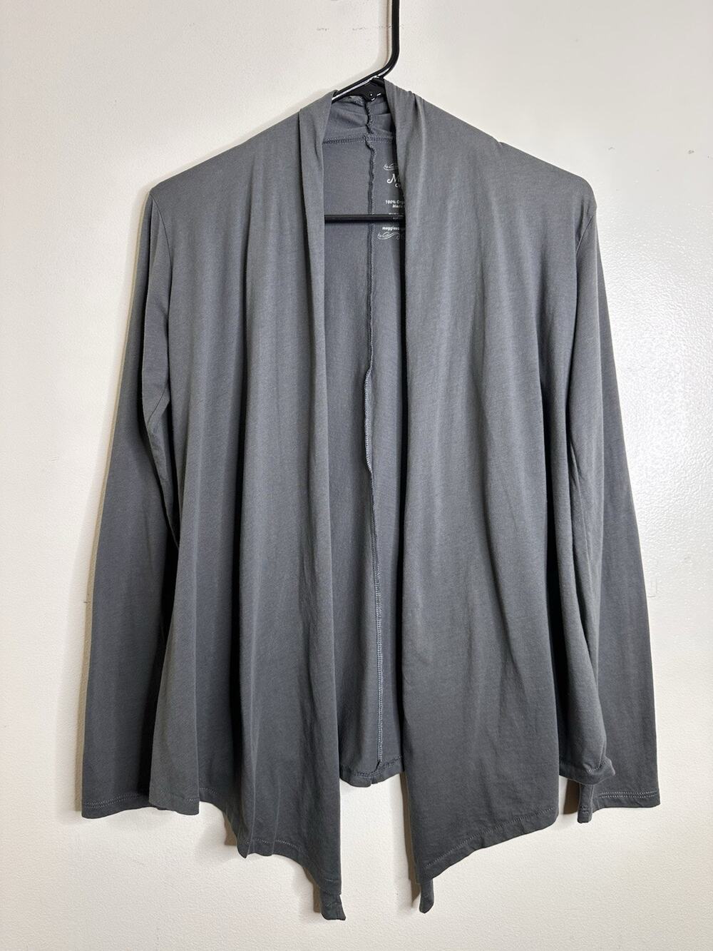 Maggie’s Organics Size Small Open Cardigan Drape Gray Organic Cotton Light